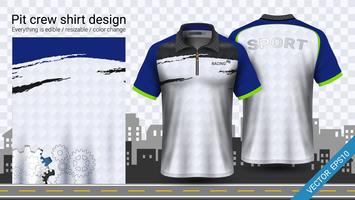 Racing t-shirt with zipper, Sport apparel mockup template. vector