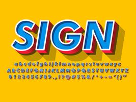 Retro Sign With Pop Typography Style vector