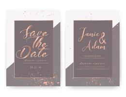 Wedding invitation card, Save the date wedding card, Modern card design with golden geometric and brush stroke, Vector illustration.