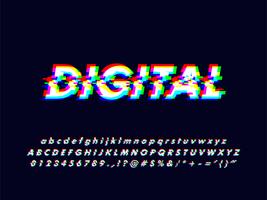 Glitches Rgb Screen Alphabet With Error Effect vector