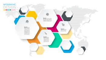 Hexagon inforgraphics on vector graphic art.