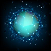 Polígono estrella en universo oscuro. vector