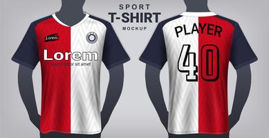 Plantilla de maqueta de camiseta de fútbol y camiseta deportiva, vista frontal y trasera de diseño gráfico realista para uniformes de equipos de fútbol. vector