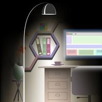 Office room in flat design vector