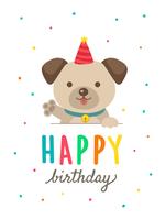 Tarjetas de cumpleaños con perro de dibujos animados lindo vector