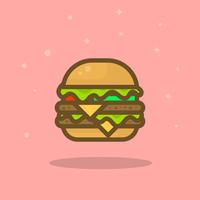 Plano moderno simple hamburguesa verano comida Vector Illustration