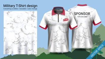 Military polo t-shirt design, with camouflage print clothes.