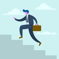 Flat Businessman Walk On Stairs Corporate Goal Vector Illustration