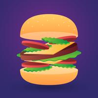 Burger With Floating Ingredient Illustration vector
