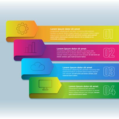 3D Infographic Ribbon With Four Steps Element