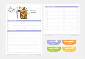 Vector Recipe Card and Grocery List Template
