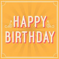 Flat Retro Happy Birthday Greeting Typography Vector Illustration