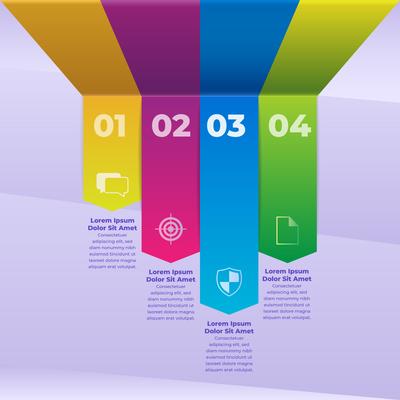 3d Infographic Colored Paper Strips Template