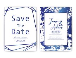 Wedding invitation card, Save the date wedding card, Modern card design with golden geometric and brush stroke, Vector illustration.