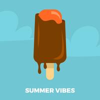 Flat Summer Ice Cream Chocolate Vector Illustration