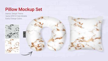 Realistic travel neck pillows mockup template and cover cushion case. vector