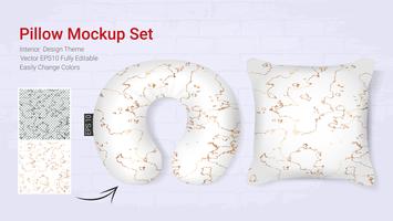 Realistic travel neck pillows mockup template and cover cushion case. vector