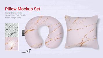 Realistic travel neck pillows mockup template and cover cushion case. vector