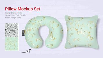Realistic travel neck pillows mockup template and cover cushion case. vector