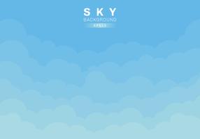 Blue sky and clouds background paper cut style natural concept. vector