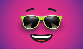 High detiled colorful emoticon with sunglasses, vector illustration