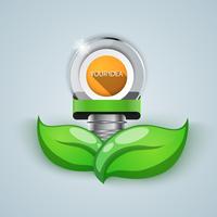 Glass bulb, leaf - business infographic. vector