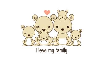Kangaroo Family Father Mother and Newborn Baby. vector