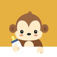 Cute cartoon baby Monkey.  vector