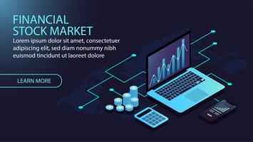 Isometric financial stock market concept  vector