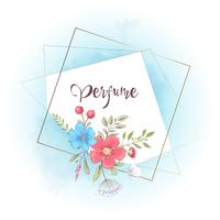 Watercolor template for a birthday wedding celebration with flowers and space for text. Hand drawing. Vector illustration