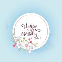 Watercolor template for a birthday wedding celebration with flowers and space for text. Hand drawing. Vector illustration