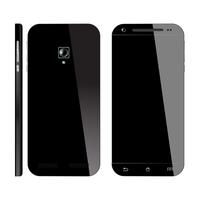 Black smartphone front, back view vector