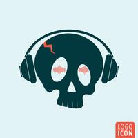 Skull headphones icon vector