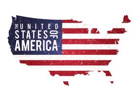 Vintage Textured American Map With Flag vector