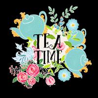 Time to drink tea. Trendy poster  vector