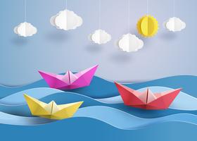 paper sailing boat vector