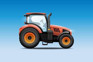 Ilustración de vector de tractor. Vista lateral de tractor agrícola moderno.