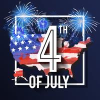 4TH of July Celebration Background Design with USA Map and Fireworks vector