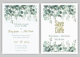 Greenery Wedding Invitation ,Template Eucalyptus  Wedding Invitation. vector