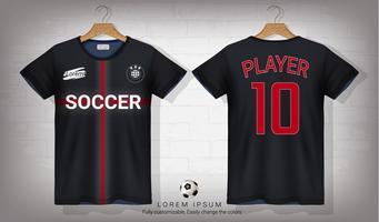 Plantilla de maqueta deportiva de camiseta y camiseta de fútbol, diseño gráfico para un equipo de fútbol o uniformes de ropa deportiva. vector