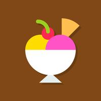 Ilustración de vector de helado sundae, icono de estilo plano de dulces