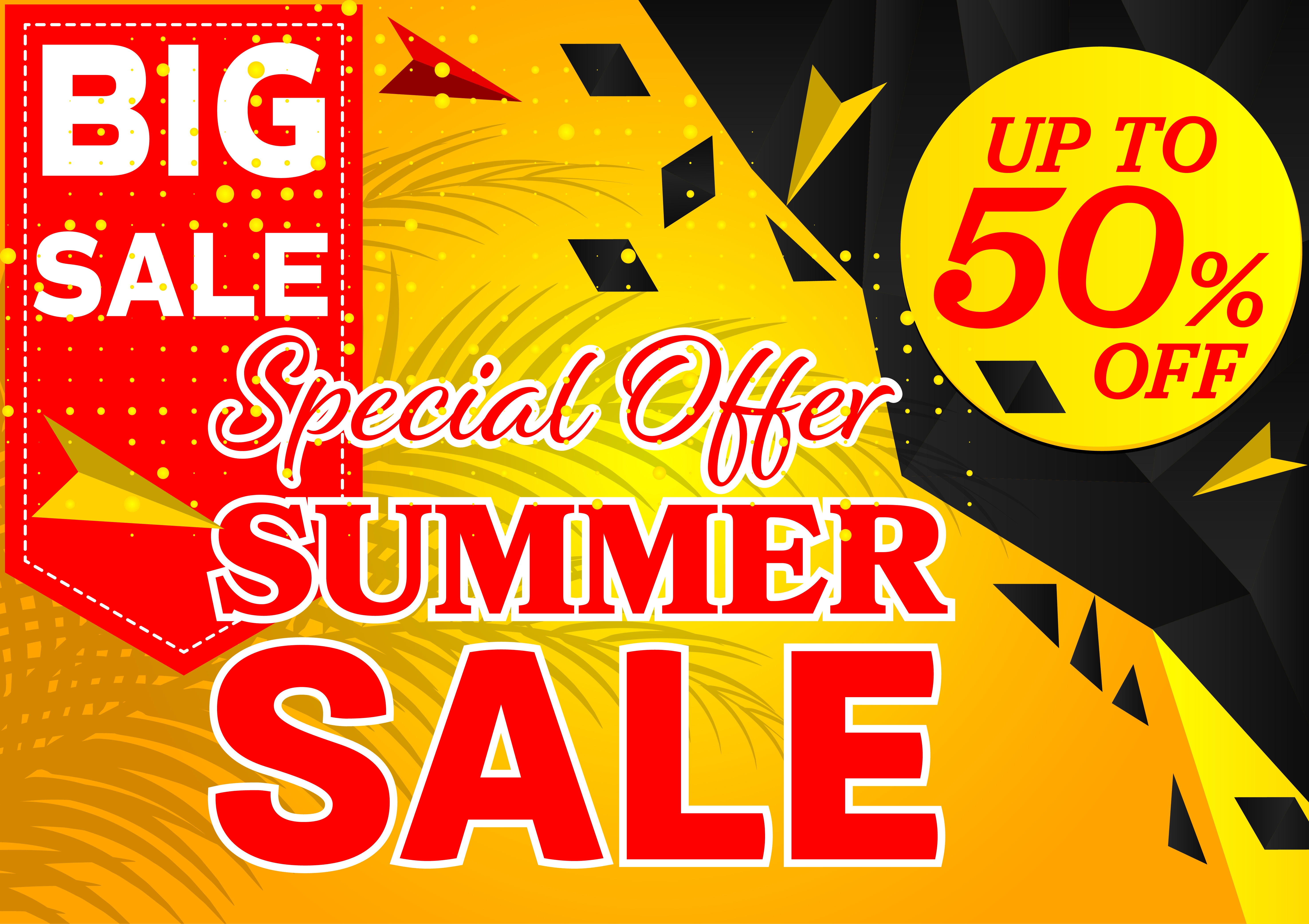 Banner Summer Sale Special Offer Black And Yellow Color Geometric