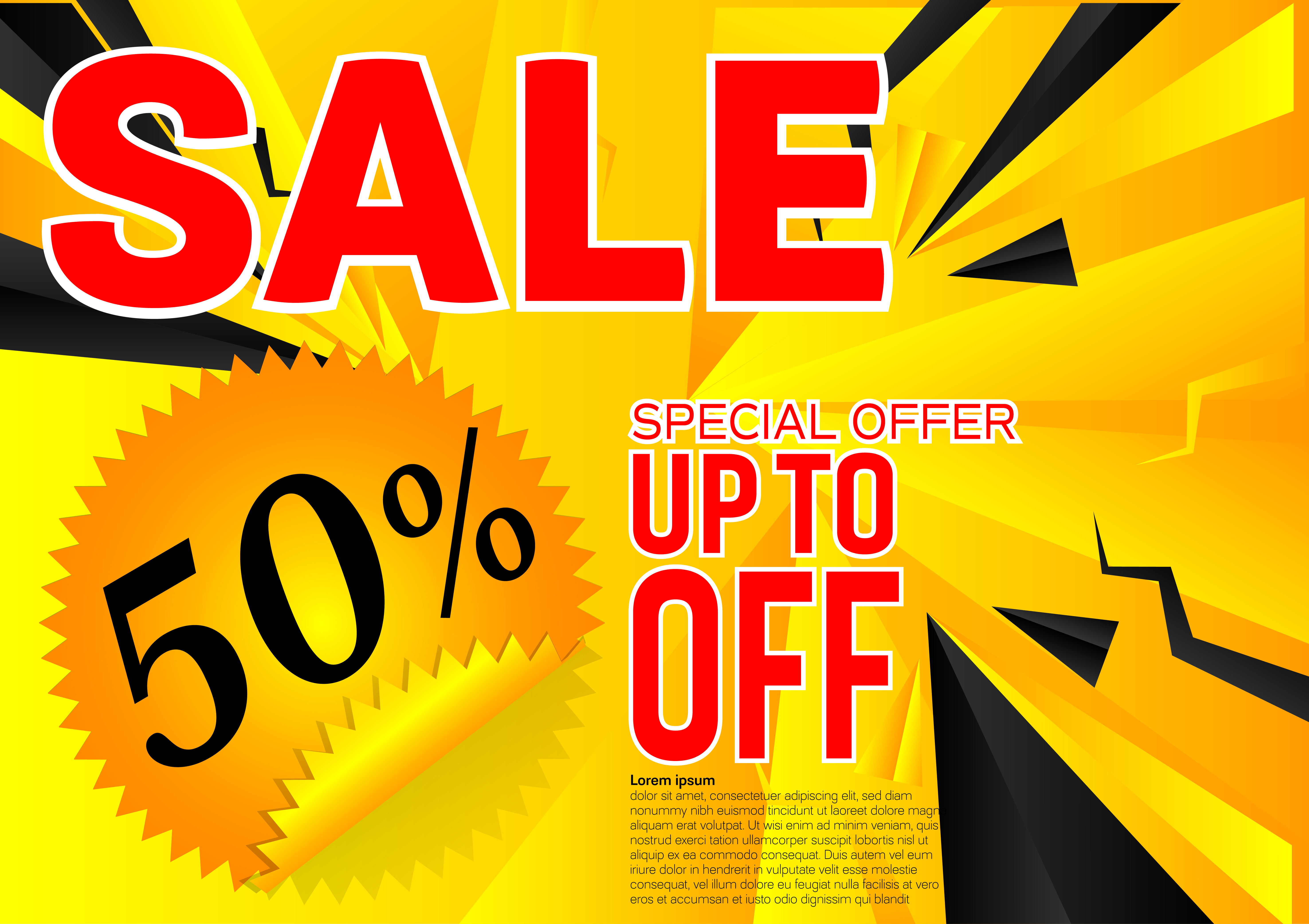 Vector Banner Sale Special Offer Abstract Black And Yellow Color