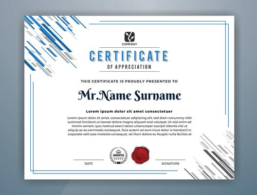 Multipurpose Professional Certificate Template Design. Abstract Blue Vector illustration