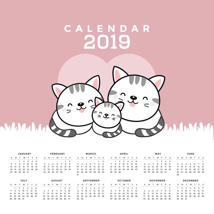 Cat Calendar Vector Art Icons and Graphics for Free Download