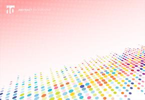 Abstract colorful halftone texture dots pattern perspective on pink polka dot  background. vector