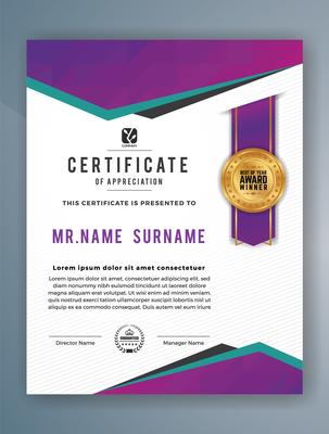 Multipurpose Professional Certificate Template Design. Abstract Purple Vector illustration