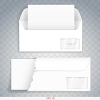 Paper or cardboard envelope indoor and outdoor. Template. Vector graphics