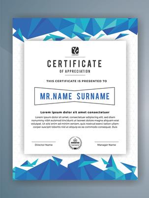 Multipurpose Professional Certificate Template Design. Abstract Polygon Vector illustration