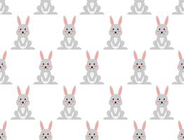 Seamless pattern of cute cartoon rabbit on white background - Vector illustration 